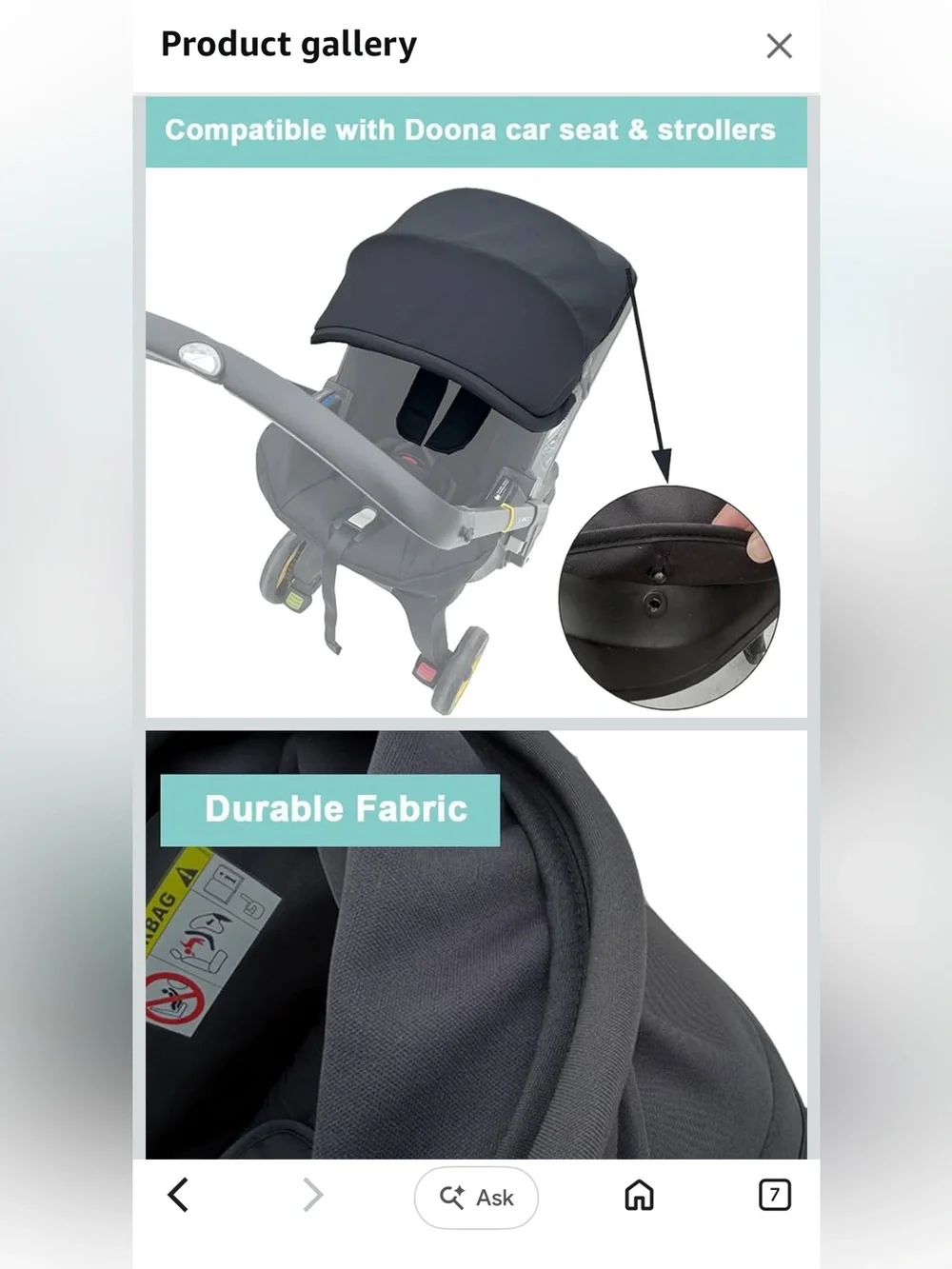 Replacement Canopy Compatible with Doonat and Doona i Car Seats & Strollers